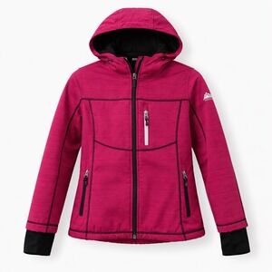 Snozu Girls Magenta Pink Softshell Fleece Lined Hooded Jacket Size M 10/12
